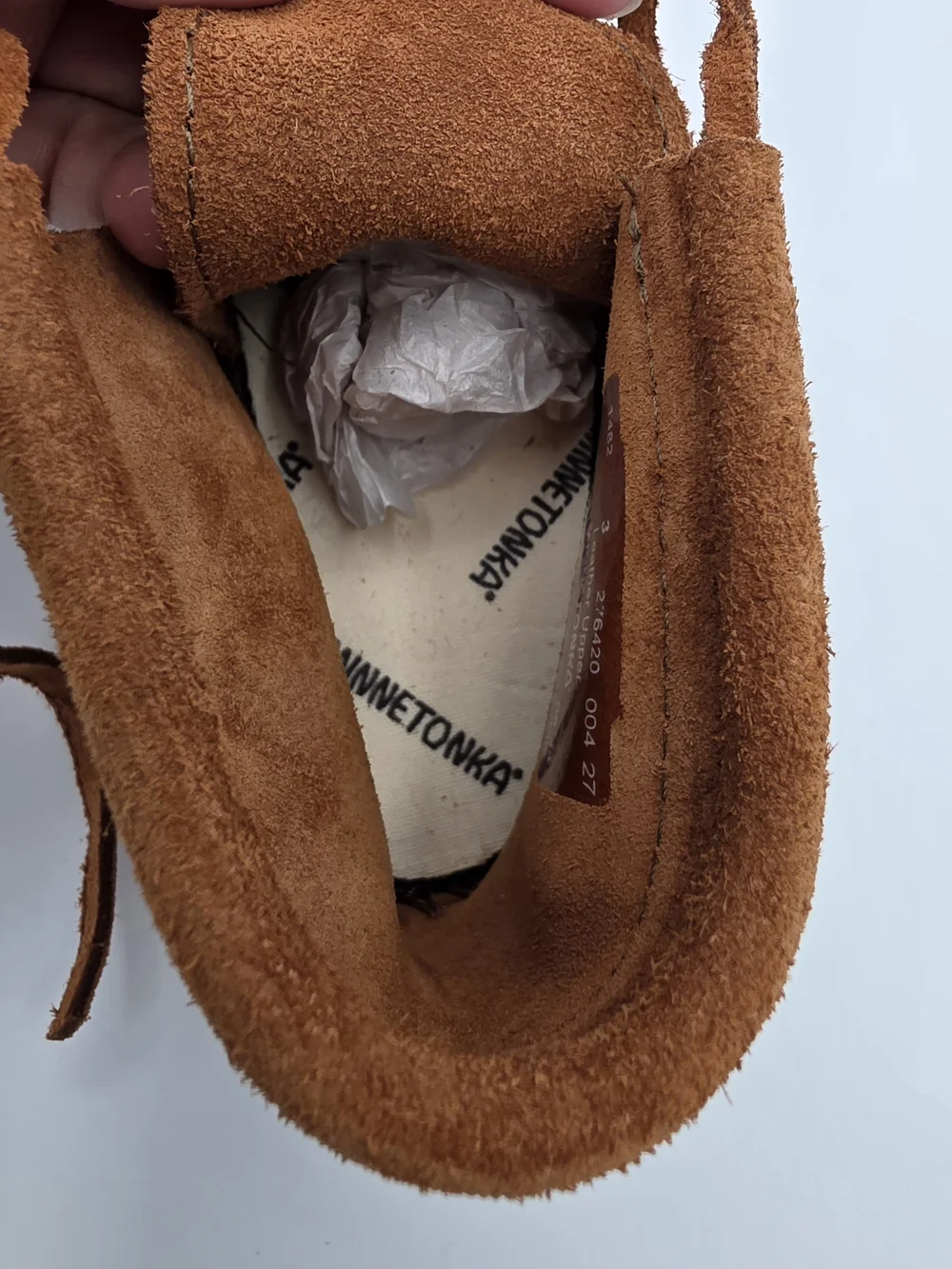 Minnetonka Suede Fringe Leather Moccasin Booties Infant Size 3 New without Tags